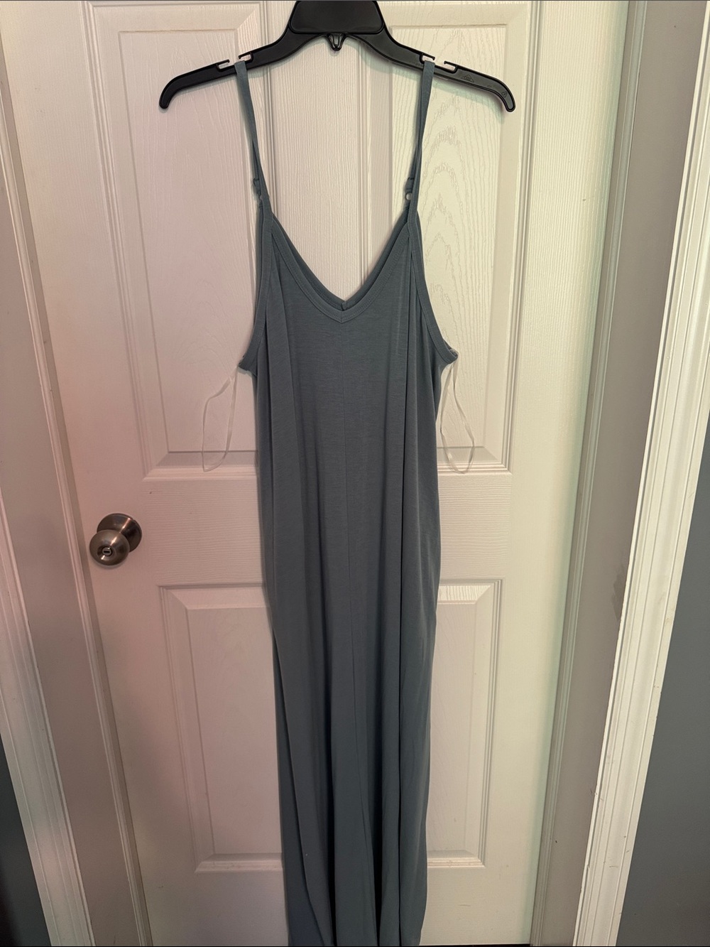NWOT Zenana Outfitters Slate Blue V‑Neck Maxi Slip Dress